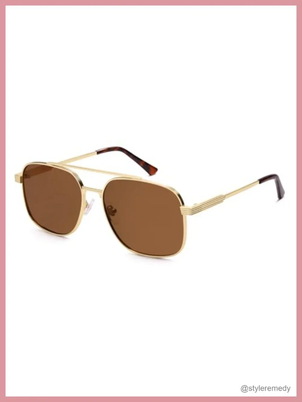 Polarized Square Aviator Sunglasses UV Protection Metal Frame